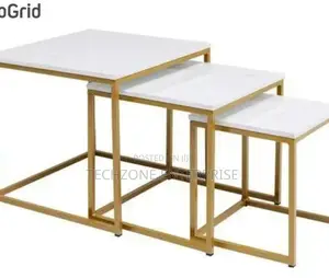 Amani Nesting Coffee Tables 3 Piece Set Gold Steel Base 