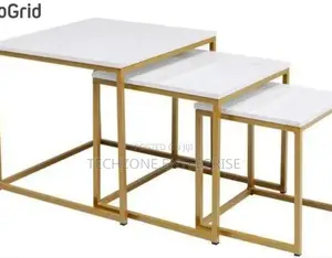 White Luxurious Amani Nesting Coffee Tables 3 Piece Set 
