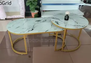 White Marble Aesthetic Coffee Table(Glass Effect )