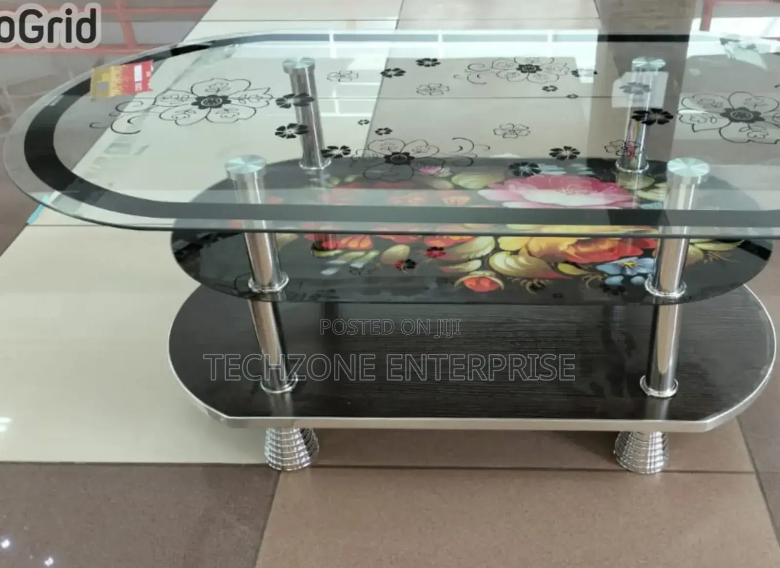 Executive Flowered Glass Coffee Table