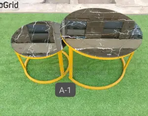 Modern Marble Nesting Coffee Table (Glass Effect) Black