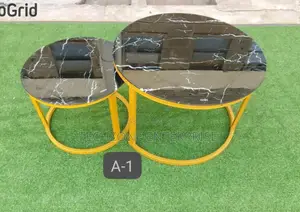 Classic Marble Nesting Coffee Table (Glass Effect) Black