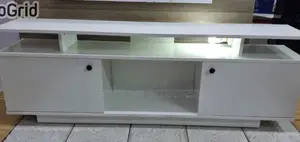 *Oslo White Modern Wooden Tv Stand 5ft With Led Light,*