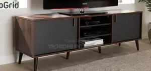 Walnut 4 Ft Tv Stand With Spacious Storage