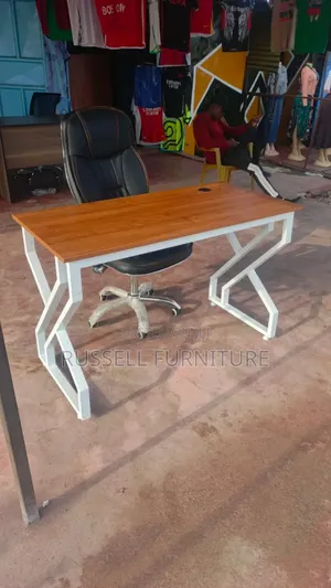 Leather Office Chair and Metallic Office Desk