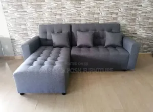 Tufted L-Shaped Grey 5-Seater Sofa - Free Delivery