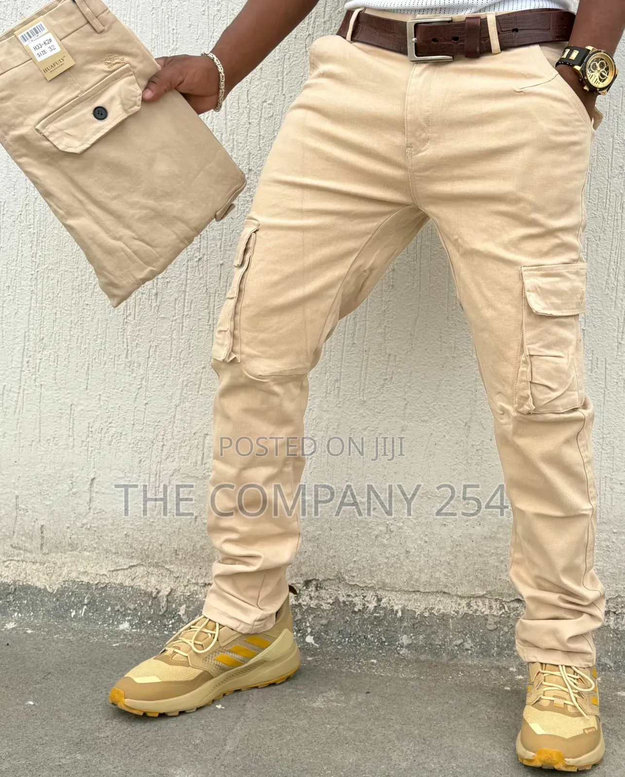 Quality Cargo Hard Khaki Side Pocket Men Trousers
