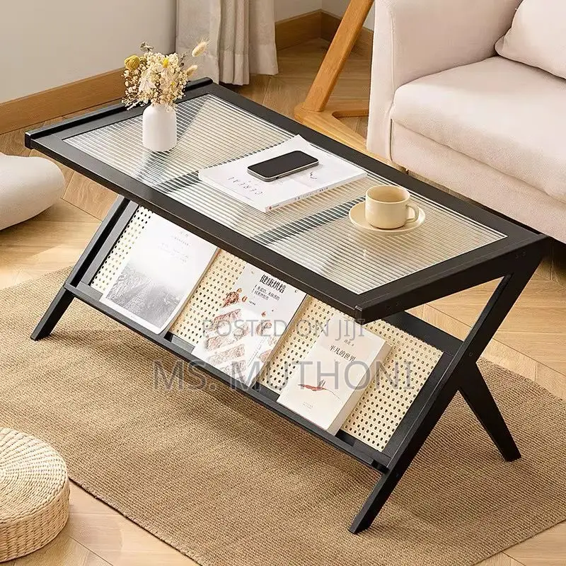 Modern Boho Coffee Table With Glass Top