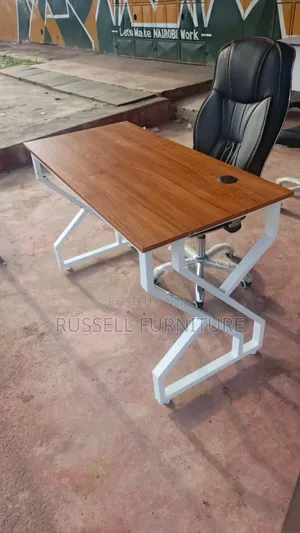Well Furnished Metallic Desk and Leather Chair