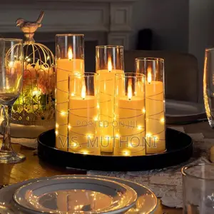 5 Pieces Acrylic Flameless Led Candles With String Light