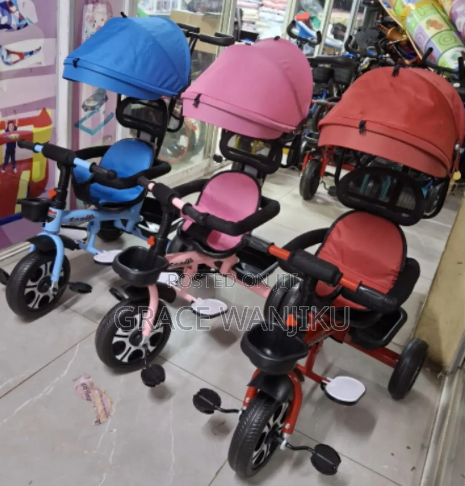 Tricycles With Push Handle and a Canopy