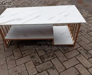 White Luxury Modern MDF Coffee Table With Marble Effect