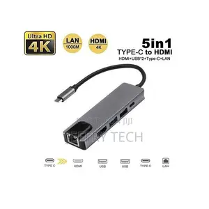 Type C 5-in-1 Adapter (Hdtv(Hdmi) + Type C + Vga + Usb + Lan