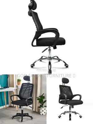 Vintage Black Swivel Headrest Office Chair Vgf6u