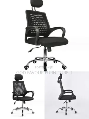 Black Swivel Adjustable Headrest Office Chair Hj9z