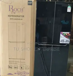 401 Litres Roch Black Four Door Glass No Frost