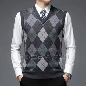 Sweater Vest Men's Pullover Checkered Slim-Fit Casual Wear