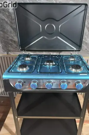 Starlux 5 Burner Standing Cooker With Shelves Metallic Lid,