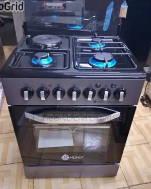 Nunix Kz660 60×60cm 3-Gas+1-Electric Gas Cooker, Silver
