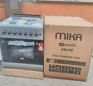 Silver Mika Standing Cooker 58*58 3g + 1e/ Electric Oven