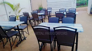 Restaurant Dining Set.Grey Seats Black Frame.