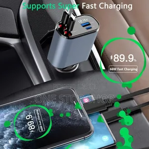 4in1 Retractable Fast Charging Usb,Type C Charger 60watt