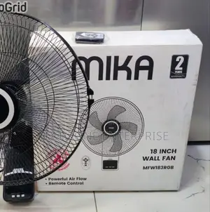Mika Wall Fan, 18", With Remote, Grey Black
With 5 Blades,