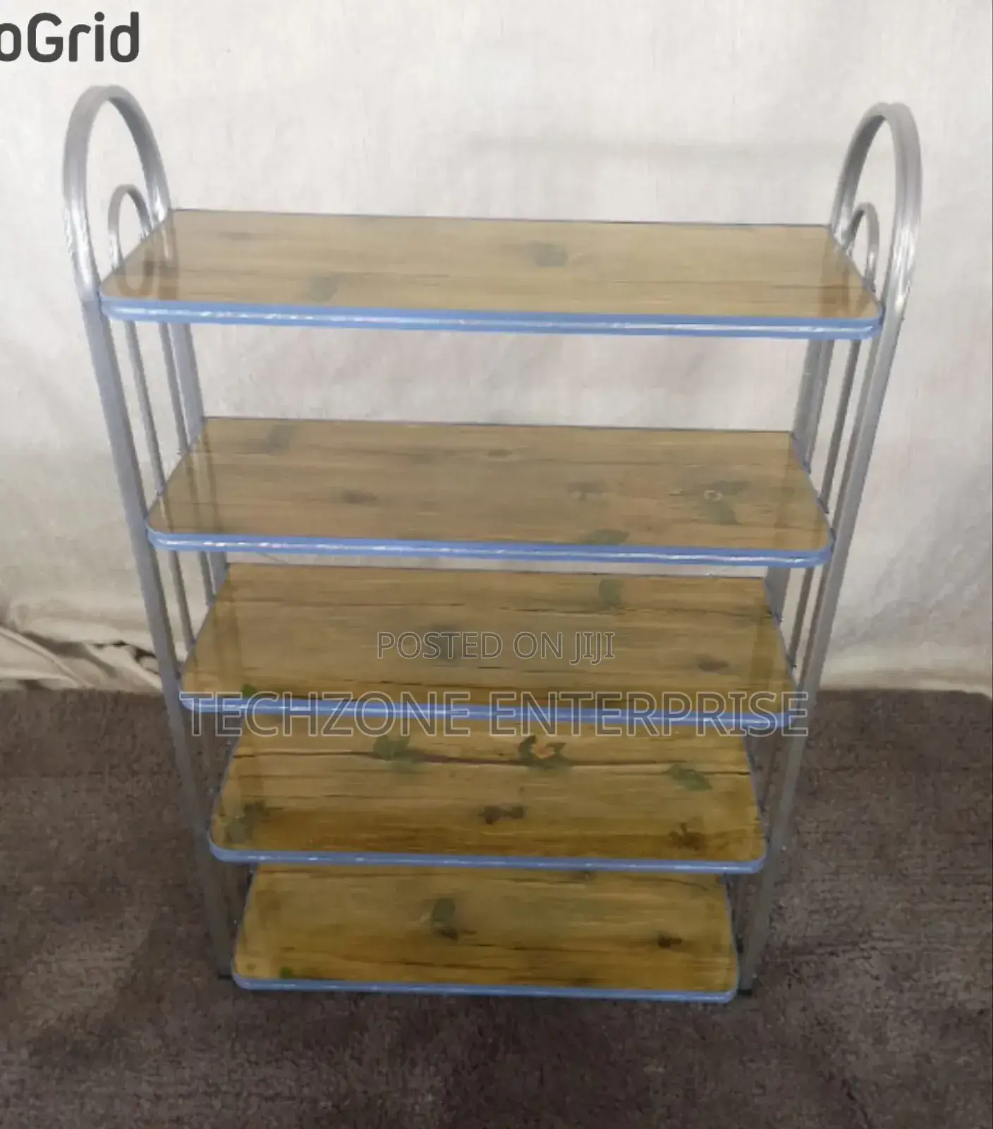 Portable 5-Tier Wooden Shoe Rack With Metallic Frames