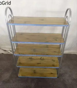Portable 5-Tier Wooden Shoe Rack With Metallic Frames