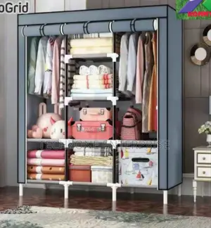 3 Column Wooden Portable Wardrobe With Sufficient Space