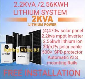 2.2kva MPPT Inverter - 2.56kwh Lithium Battery Off-Grid