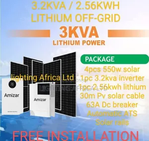 New Home 2.56kwh Lithium -3.2kva Hybrid Inverter -(4)550w Solar System