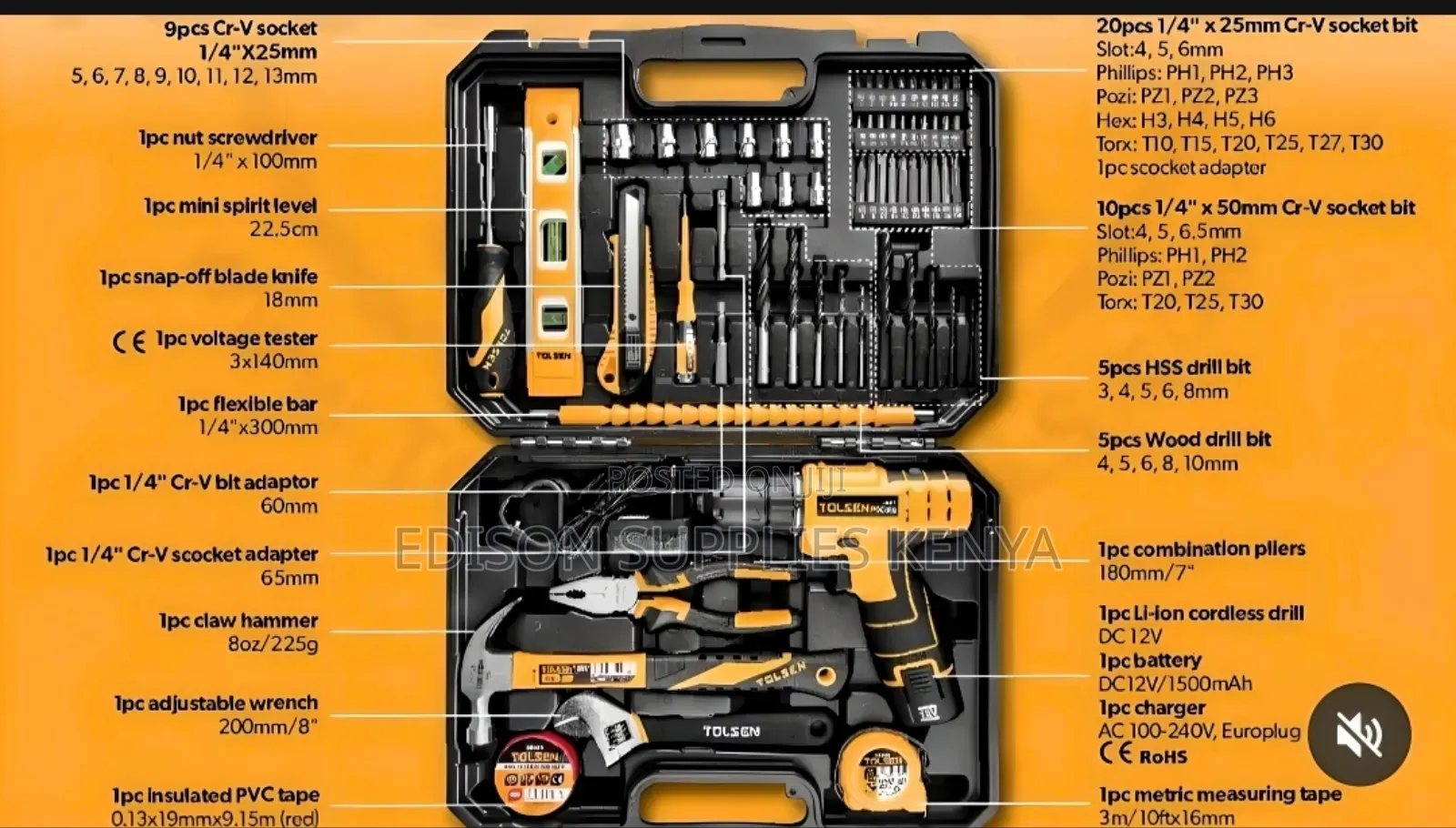 Cordless Drill Tool Sets Tolsen 65pcs Household Tools Set Drills