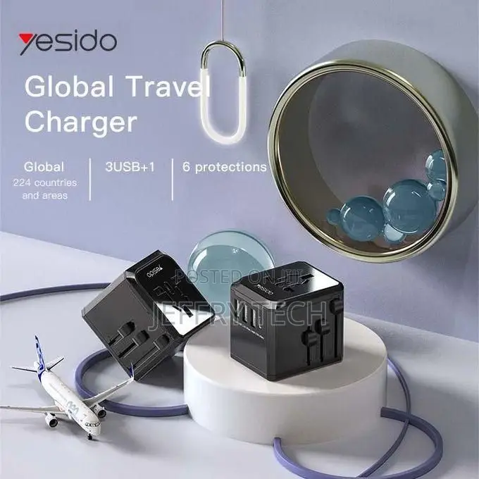 Yesido Universal Adapter With 3 Usb and Type-C Ports, Mc10