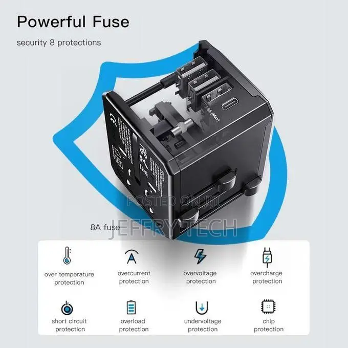 Yesido Universal Adapter With 3 Usb and Type-C Ports, Mc10