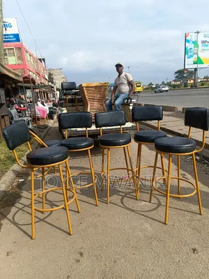 Counter Stools or Leather Stools, Black N Gold 