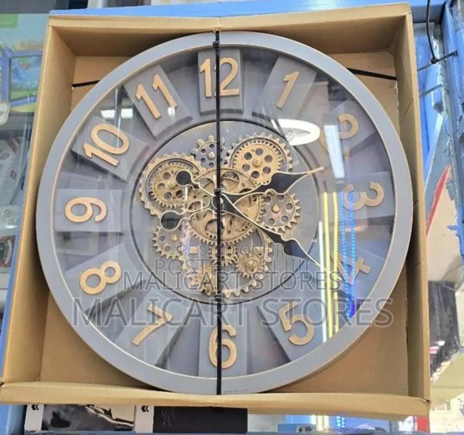 Moving Gear Wall Clock for Home Decor Office -Grey Brown