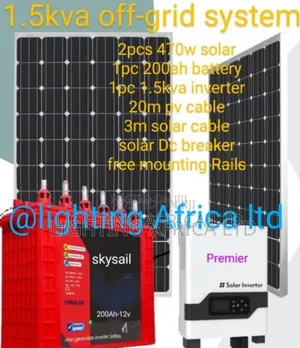 1.5kva Off-grid System (2)470w Solar 200ah Tubular Battery