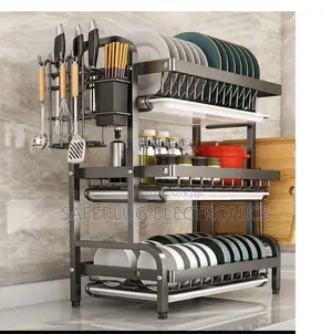 3-Tier Carbon Steel Dish Rack – Space-Saving Durable