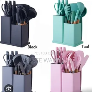 19pcs Heat Resistant Silicone Cooking  Kitchen Spoon