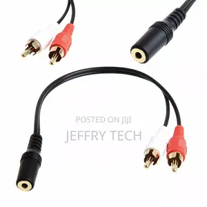 Gold 3.5mm 1/8 Stereo Female Mini Jack to 2 Male Rca Plug Ad