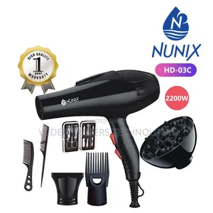 Nunix Hd-03c Commercial Blow Dry Hair Dryer With Accessories