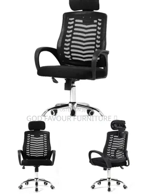 Black Adjustable Headrest Office Chair With Armrests Vbf6