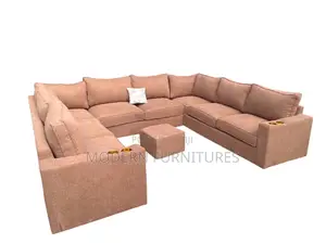 Brown U Shaped Sofa
