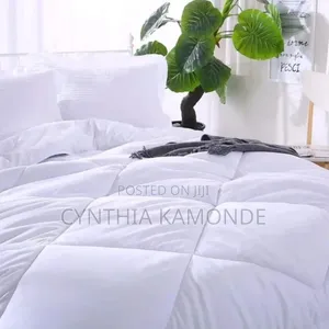 Stripped Binded White Duvet With 1 Bedsheet and 2 Pillowcase