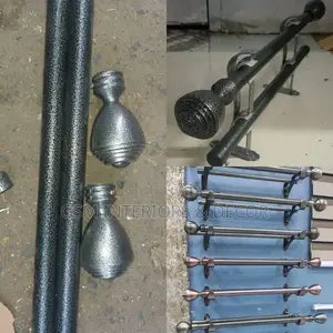 Silver-Black Jua Kali Curtain Rods Fittings