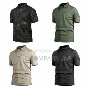 Quality Chest Zipper Short Sleeved Collar Camouflage Shirts