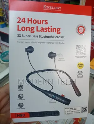 Excellent H80 Wireless Neckband ,24hrs Playtime