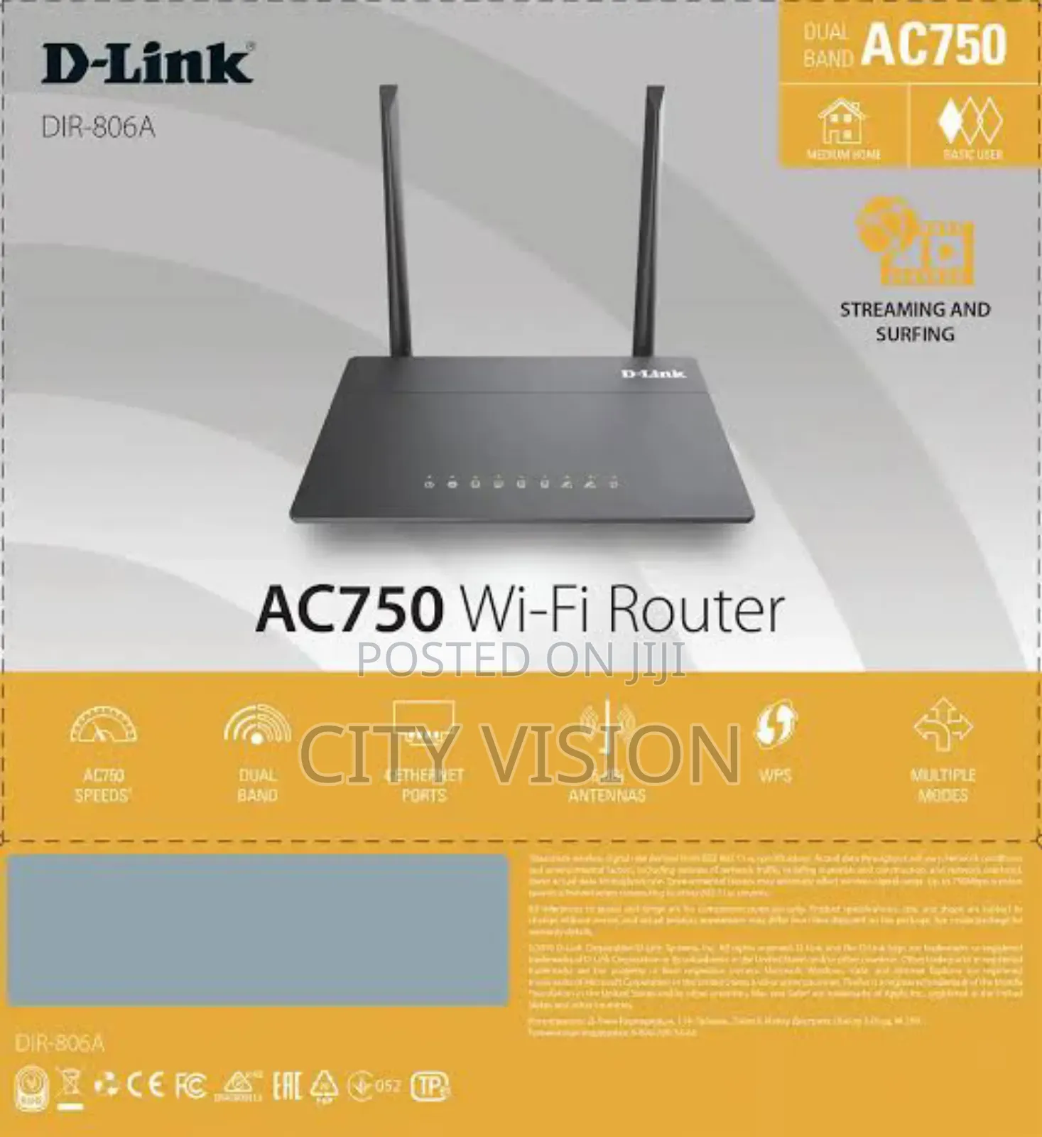 D-Link Ac750 Dual Band Wifi 5 Router Dir-806a