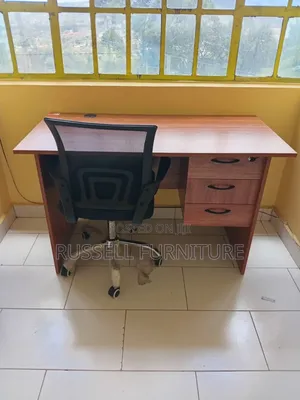 Cherry Brown Study Table and Executive Mesh Office Chair